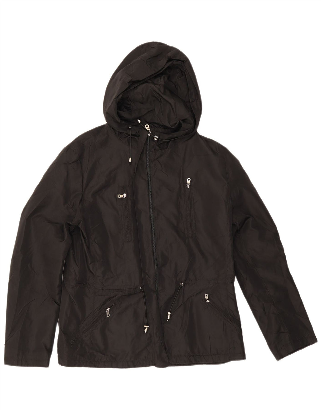 Zara Womens Hooded Utility Jacket UK 14 Grande Preto