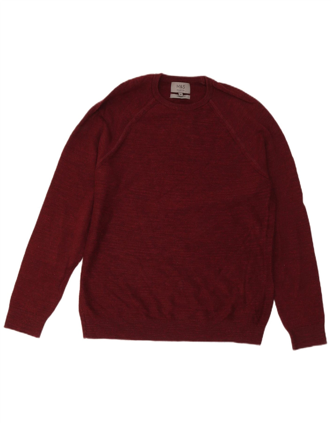 Suéter masculino Marks & Spencer com gola redonda, algodão médio vinho