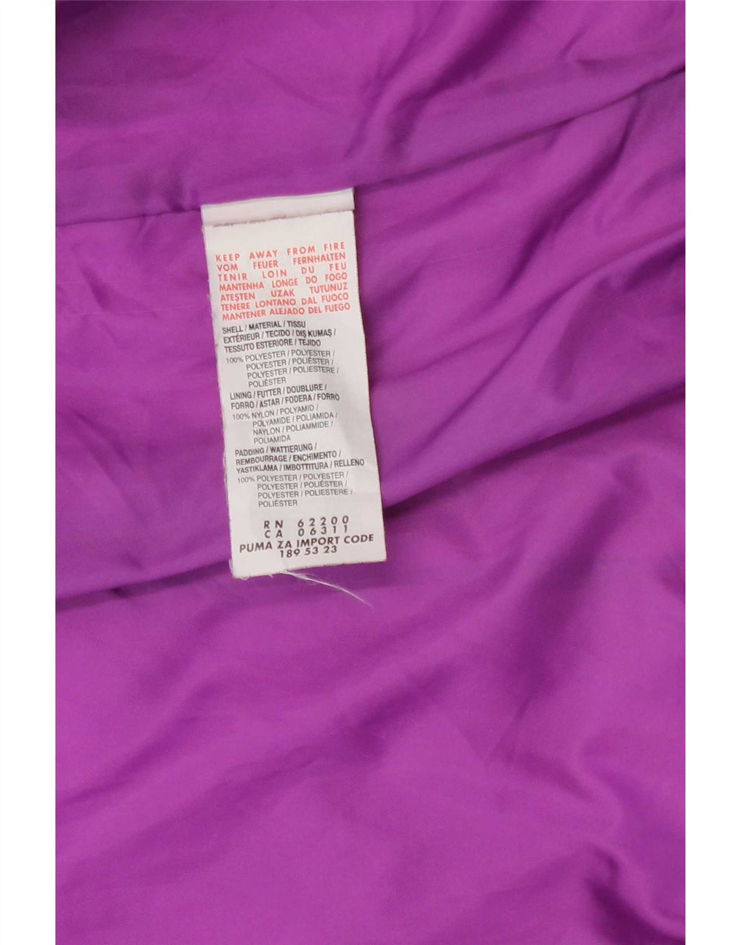 Jaqueta acolchoada feminina Puma UK 14 grande poliéster roxo