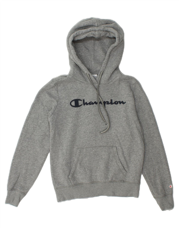 CHAMPION Womens Graphic Hoodie Jumper UK 10 Small Grey Cotton Vintage Champion and Second-Hand Champion from Messina Hembry 