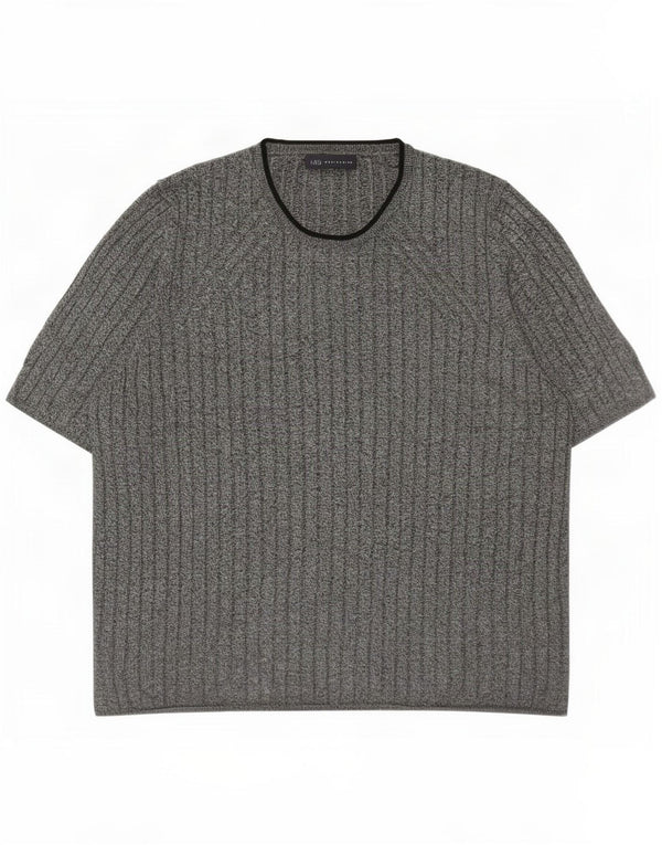 Camiseta feminina Marks & Spencer UK 22 3XL cinza manchada viscose
