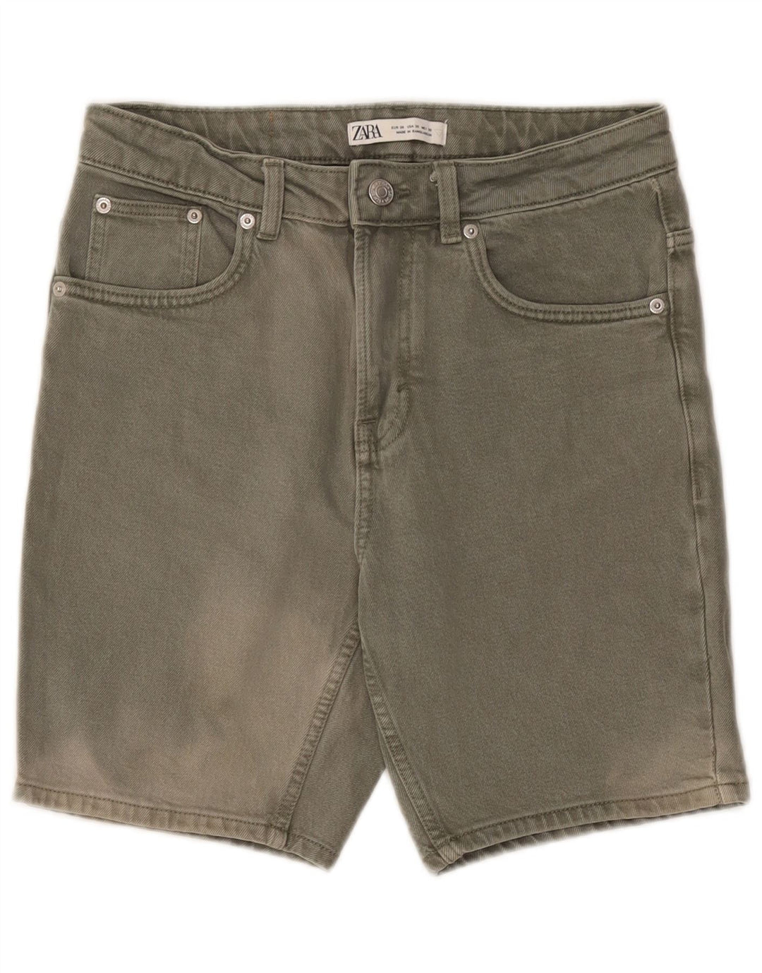 Zara Mens Denim Shorts EU 38 Pequeno W30 Algodão Cáqui