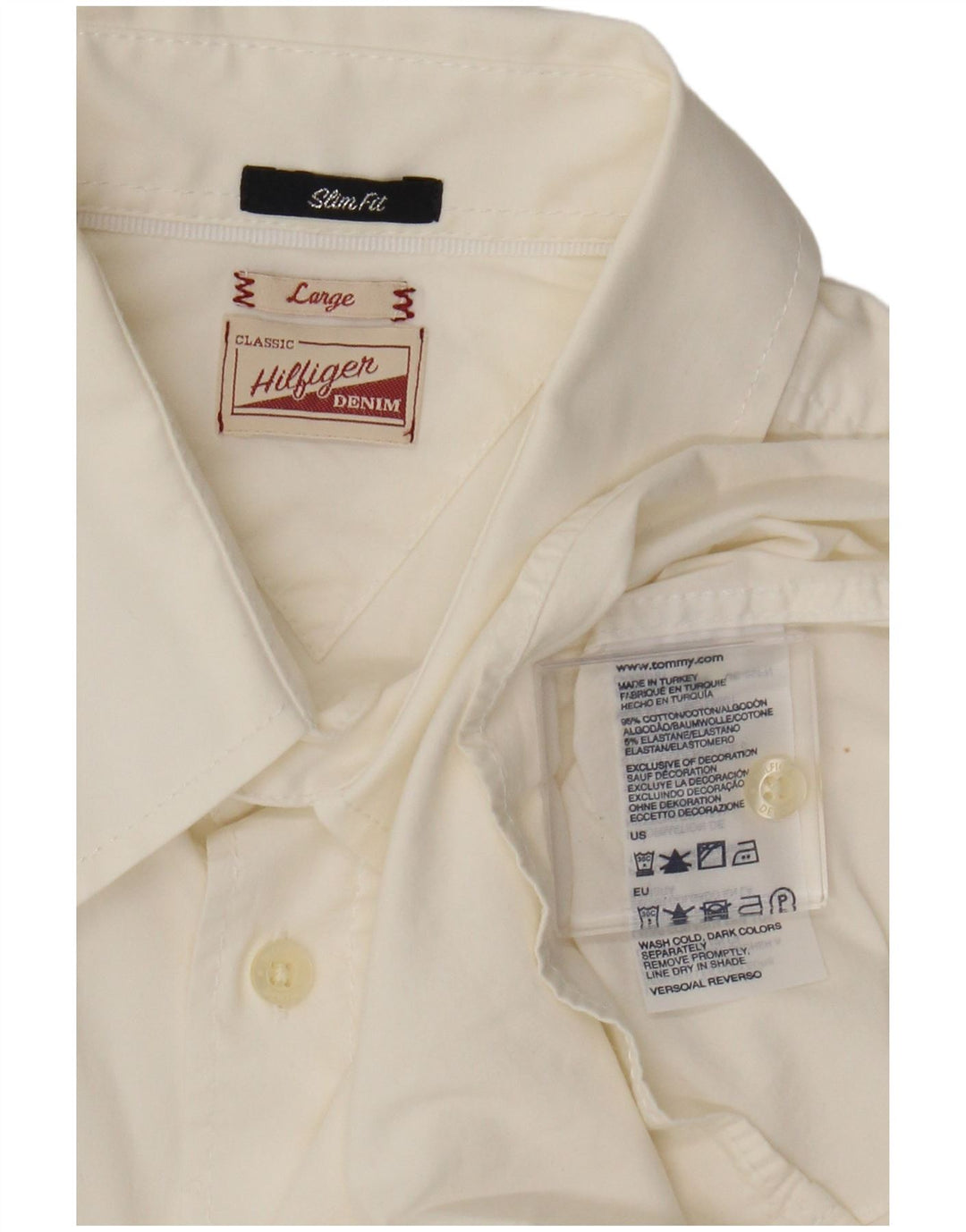 Camisa masculina Tommy Hilfiger Slim Fit grande algodão branco