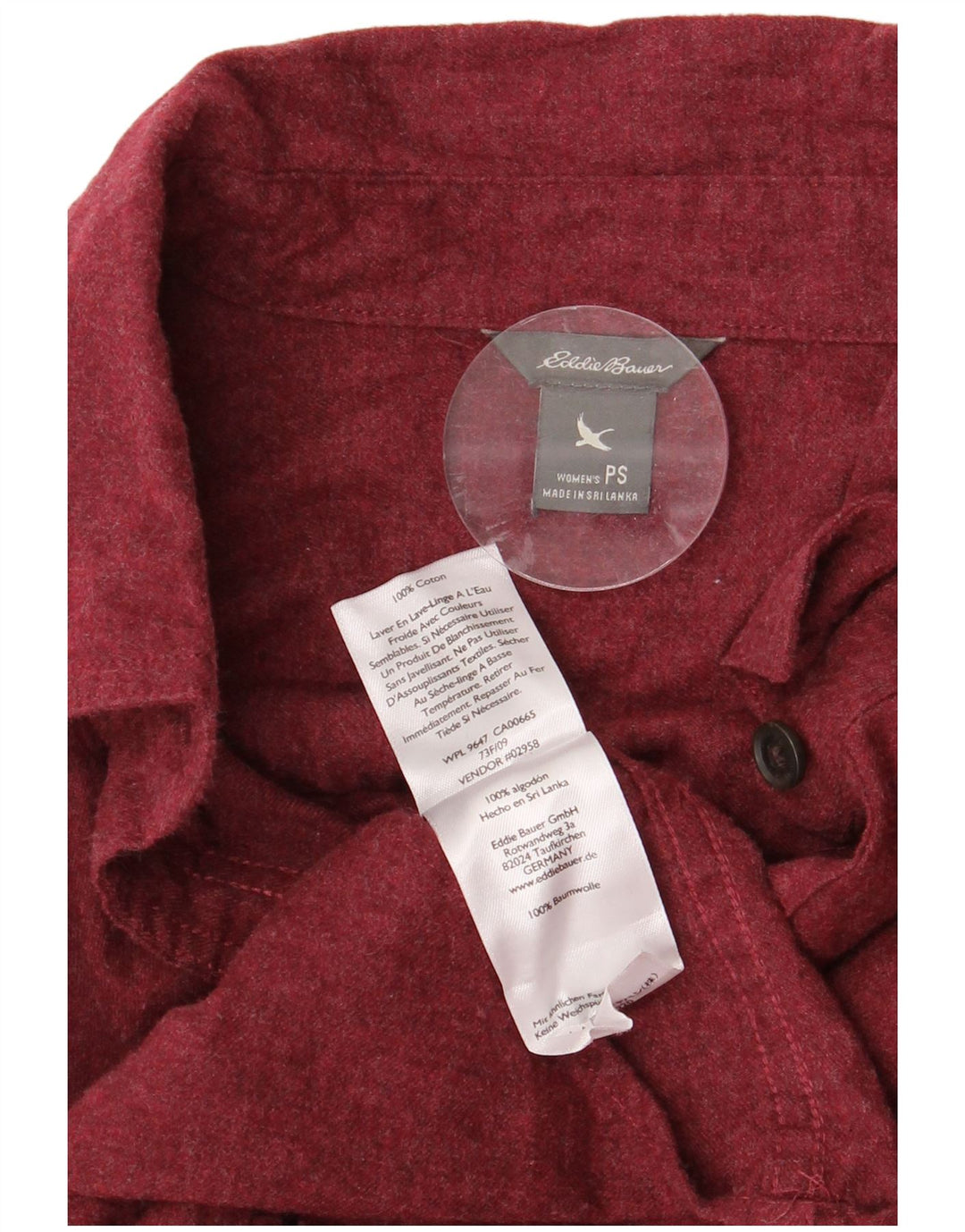 Camisa feminina grande EDDIE BAUER Reino Unido 10 algodão marrom pequeno