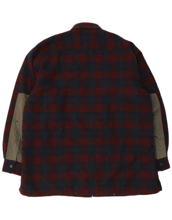 Le Frog Camisa masculina de flanela lenhador tamanho 41/42 grande xadrez borgonha