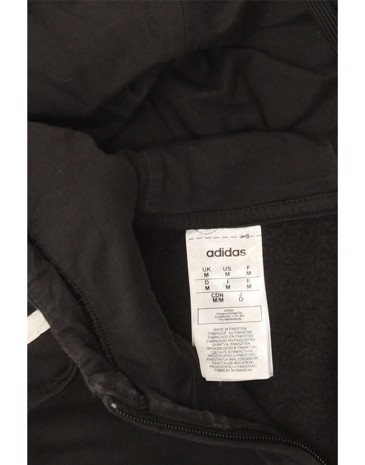 Adidas masculino zip moletom com capuz médio algodão preto