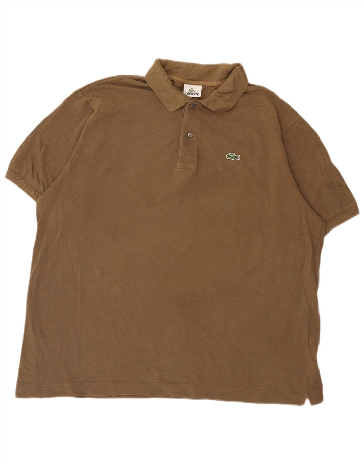 Camisa polo masculina Lacoste tamanho 7 2XL algodão marrom