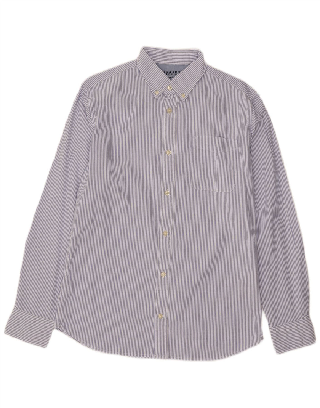 Camisa Oxford masculina Jack & Jones de algodão listrado azul médio