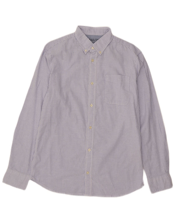 Camisa Oxford masculina Jack & Jones de algodão listrado azul médio