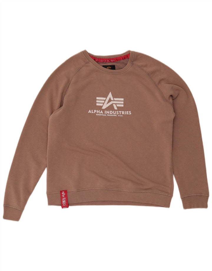 ALPHA INDUSTRIES Suéter gráfico feminino UK 14 médio marrom