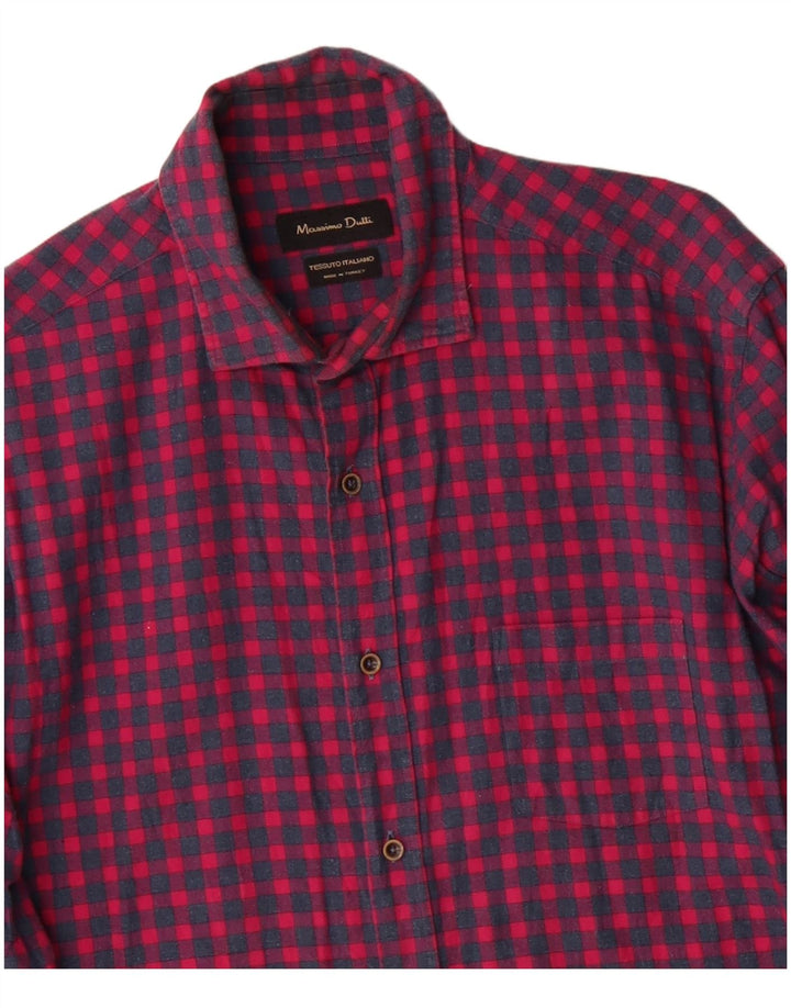 Camisa masculina de flanela MASSIMO DUTTI grande algodão guingão vermelho