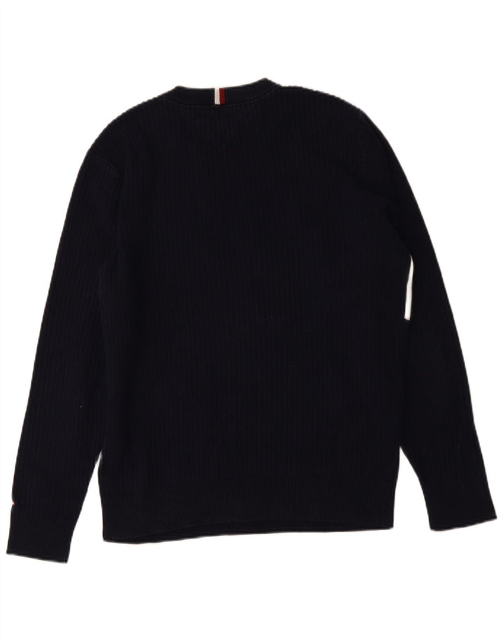 Suéter masculino Tommy Hilfiger com gola redonda e bloco colorido médio azul marinho
