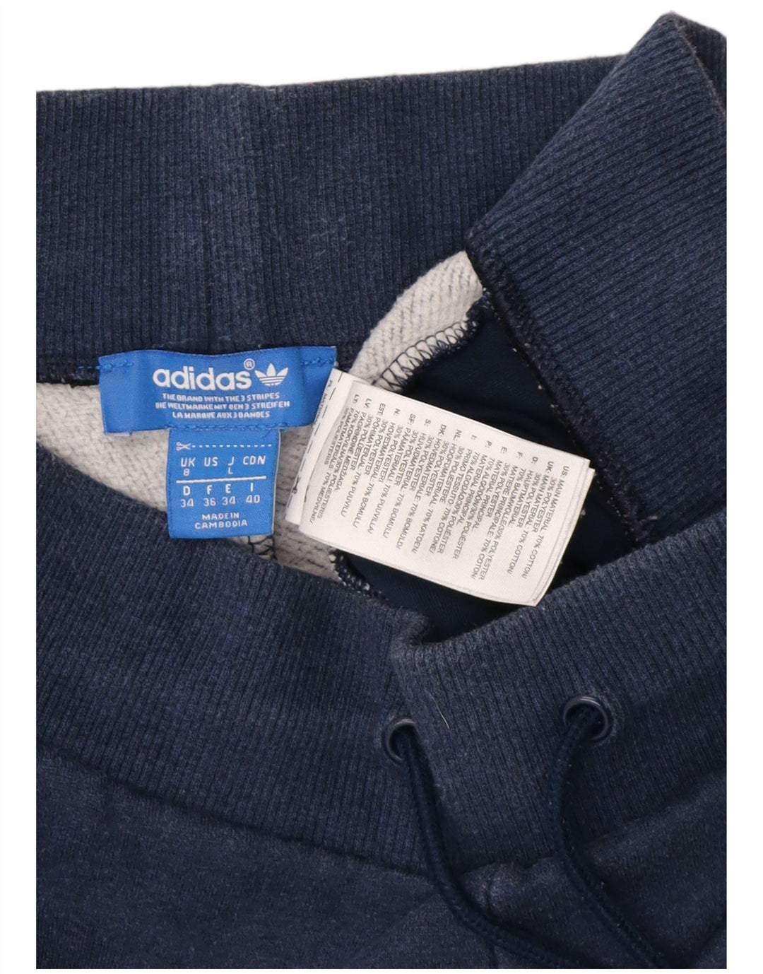 Calça de treino feminina Adidas Joggers UK 8 pequeno algodão azul marinho