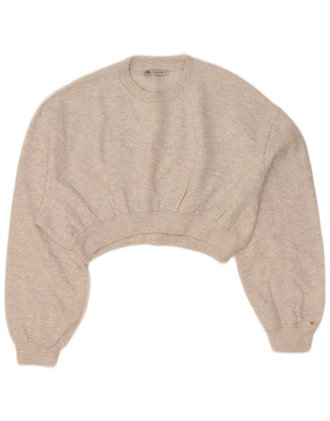 Zara Womens Crop Oversized Moletom Jumper Reino Unido 10 Pequeno Cinza Salpicado