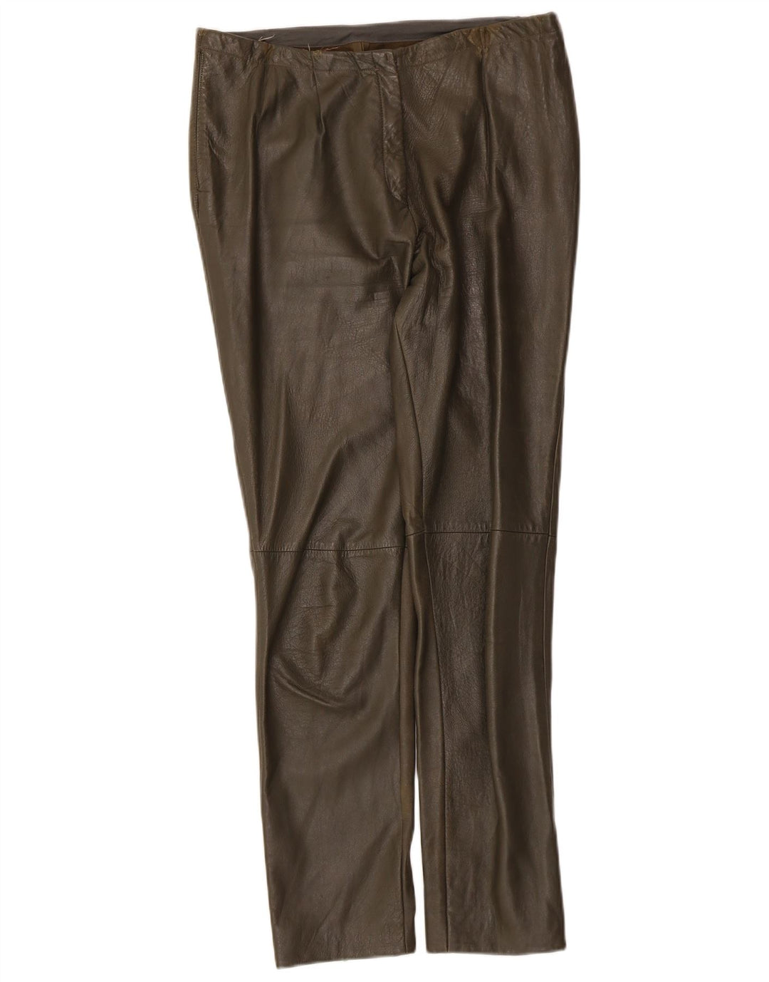Calças de couro femininas vintage W32 L29 cáqui