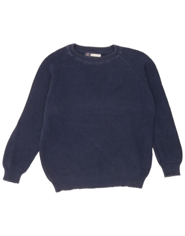 Suéter masculino vintage com pescoço de barco 2XL algodão azul marinho