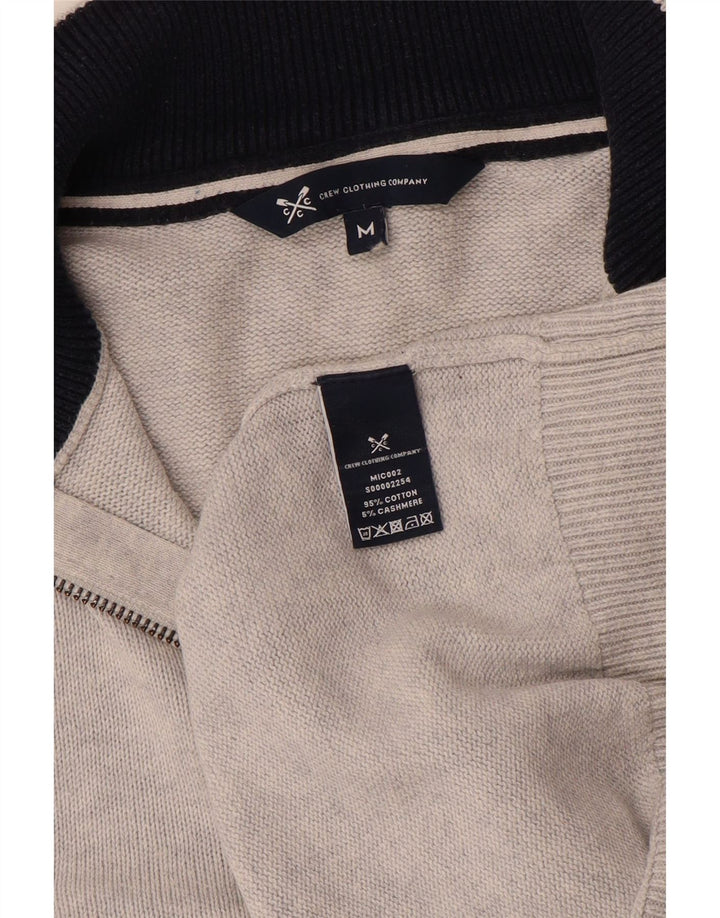 CREW CLOTHING Suéter masculino com gola e zíper, algodão cinza médio