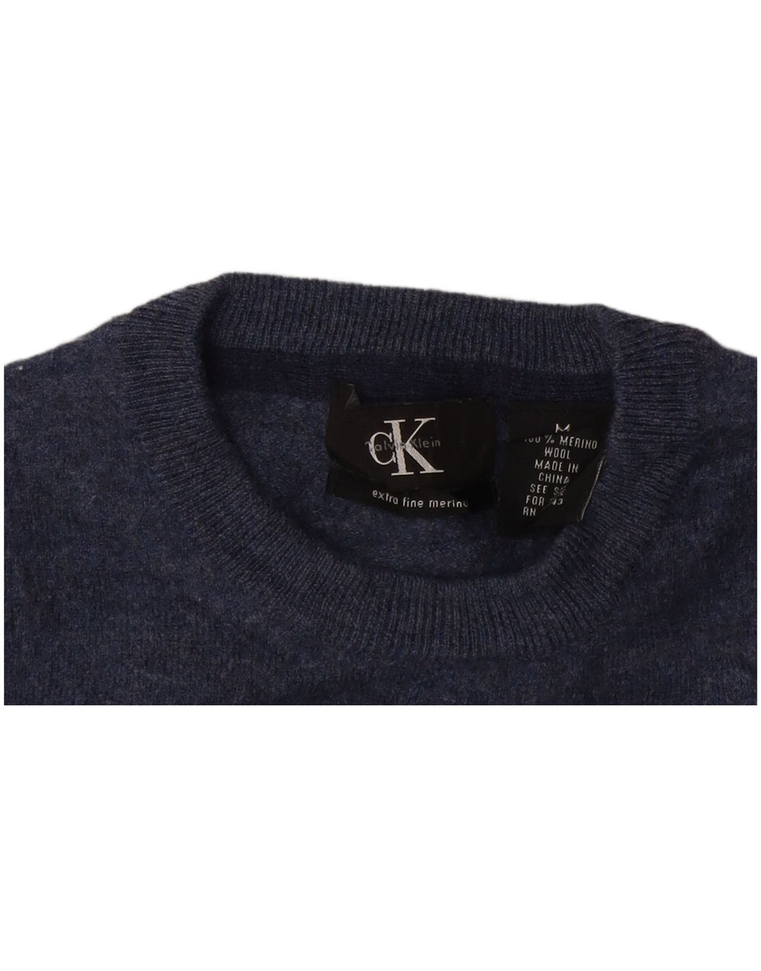 Suéter feminino Calvin Klein com gola redonda, tamanho 12, azul marinho médio