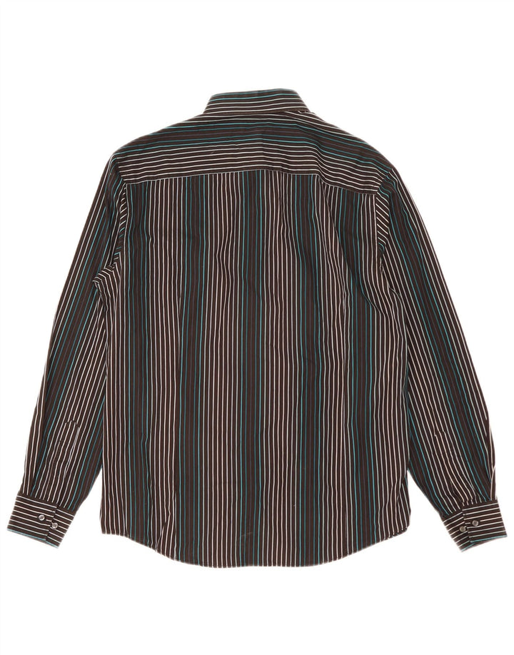 Camisa masculina Jasper Conran de algodão listrado preto médio