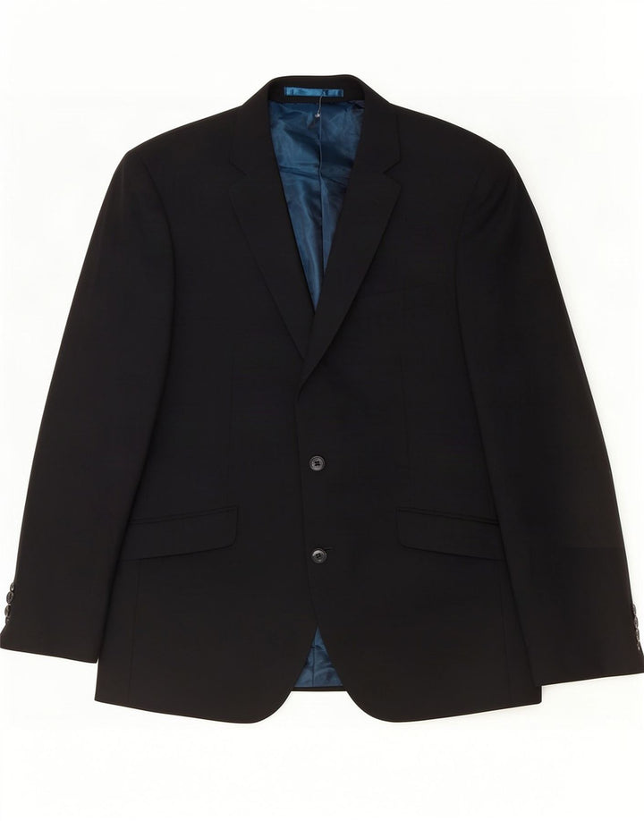 Jaqueta blazer masculina de 2 botões Marks & Spencer Reino Unido 42 grande lã preta