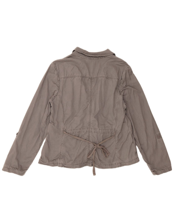 Jaqueta blazer feminina Eddie Bauer com 2 botões Reino Unido 18 XL algodão cinza