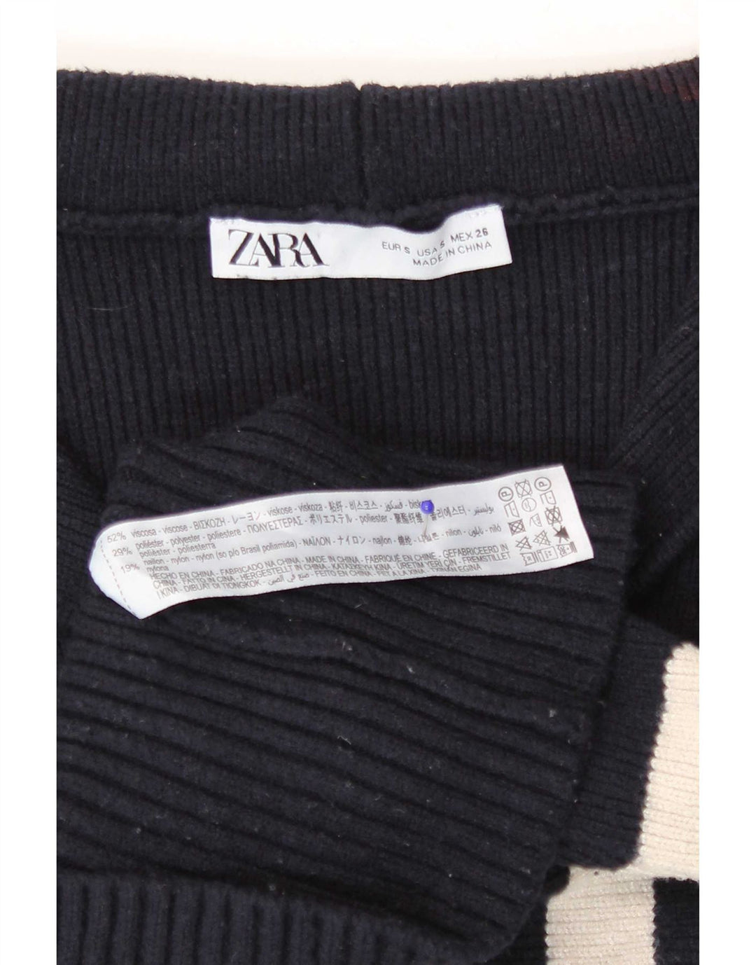 Suéter cardigã feminino Zara, pequeno, listrado azul marinho, viscose