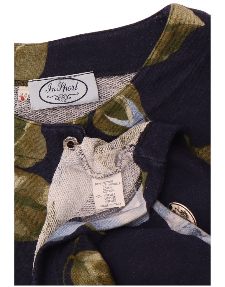 Jaqueta blazer feminina VINTAGE manga 3/4 IT 44 médio azul marinho floral