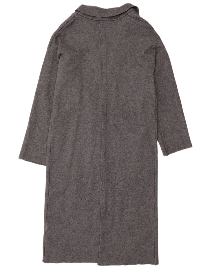 Suéter cardigã feminino Zara Longline Reino Unido 14 viscose cinza médio