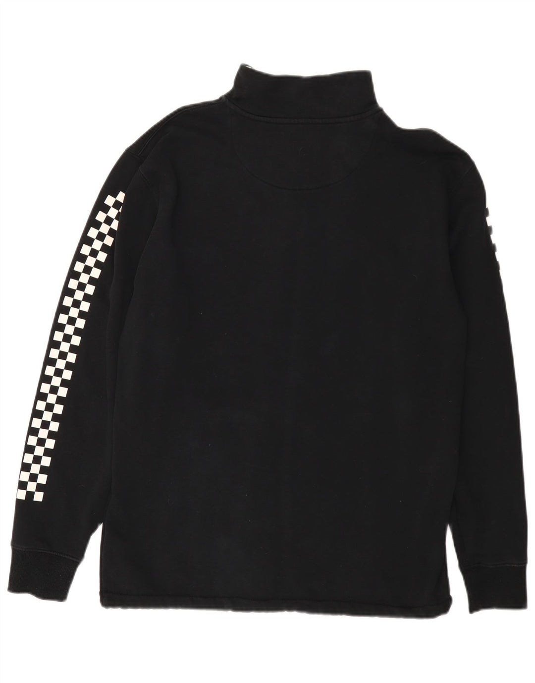 VANS Masculino Zip Neck Moletom Jumper Médio Preto Geométrico Algodão