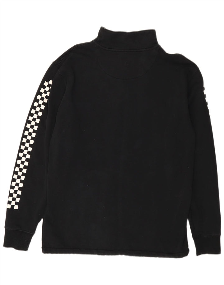 VANS Masculino Zip Neck Moletom Jumper Médio Preto Geométrico Algodão