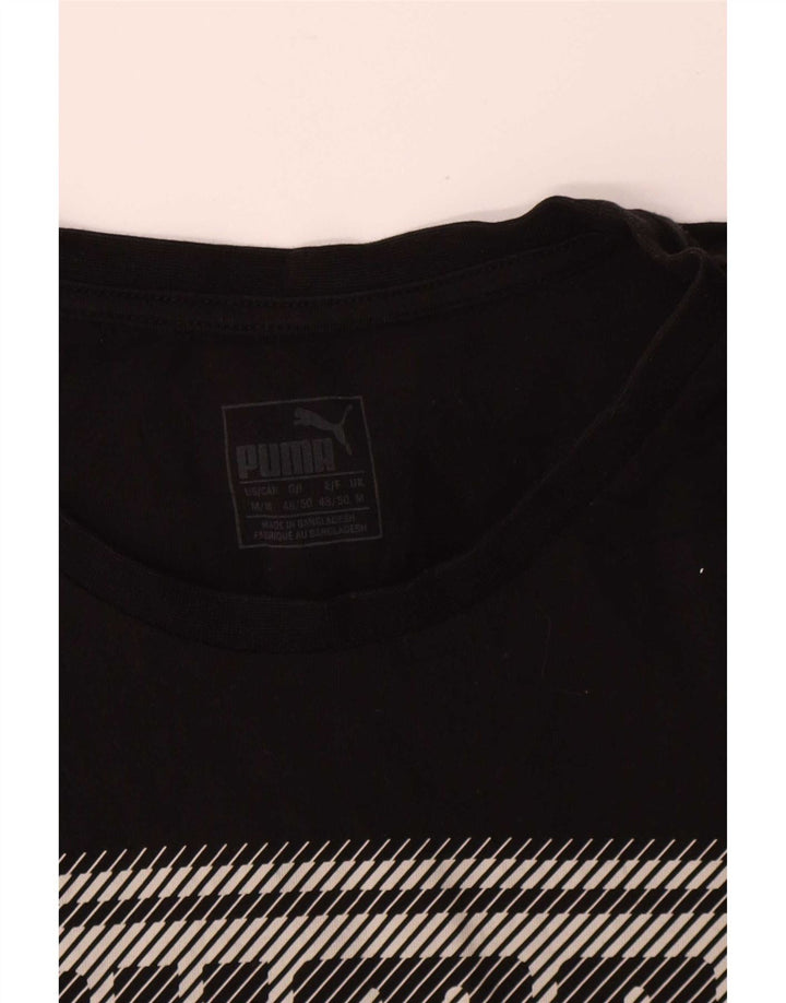 Puma Mens Graphic T-Shirt Top Médio Algodão Preto