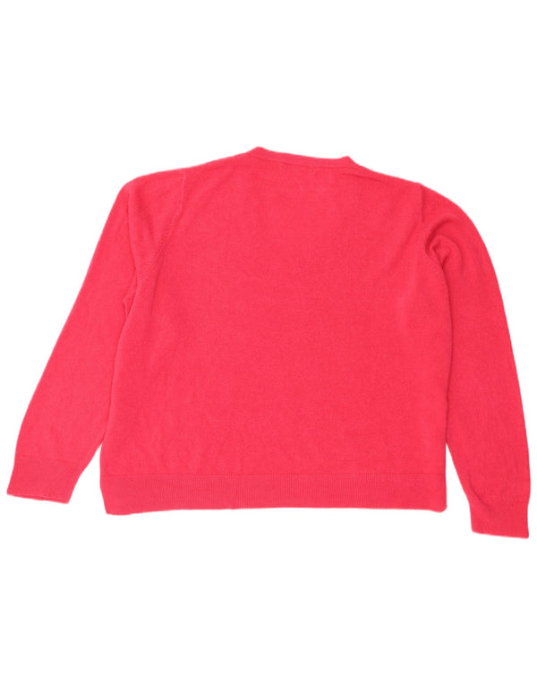 Suéter feminino Marks & Spencer com decote em V Reino Unido 24 4XL rosa acrílico