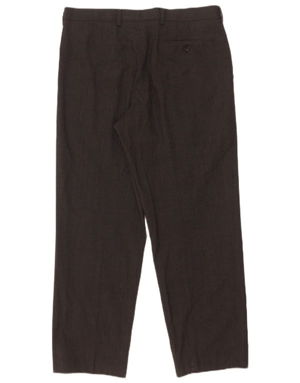 Calça masculina de terno reto Marks & Spencer W34 L29 poliéster cinza