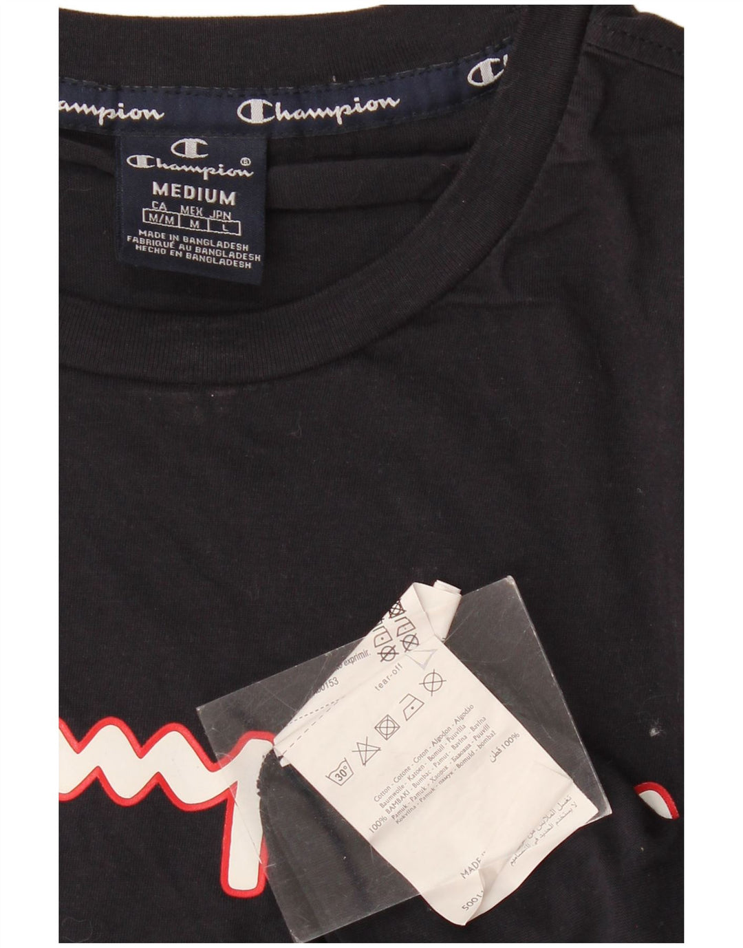 Camiseta gráfica masculina CHAMPION Top médio algodão azul marinho