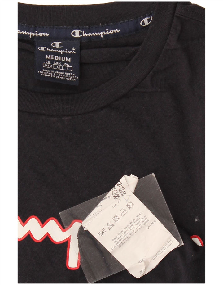 Camiseta gráfica masculina CHAMPION Top médio algodão azul marinho