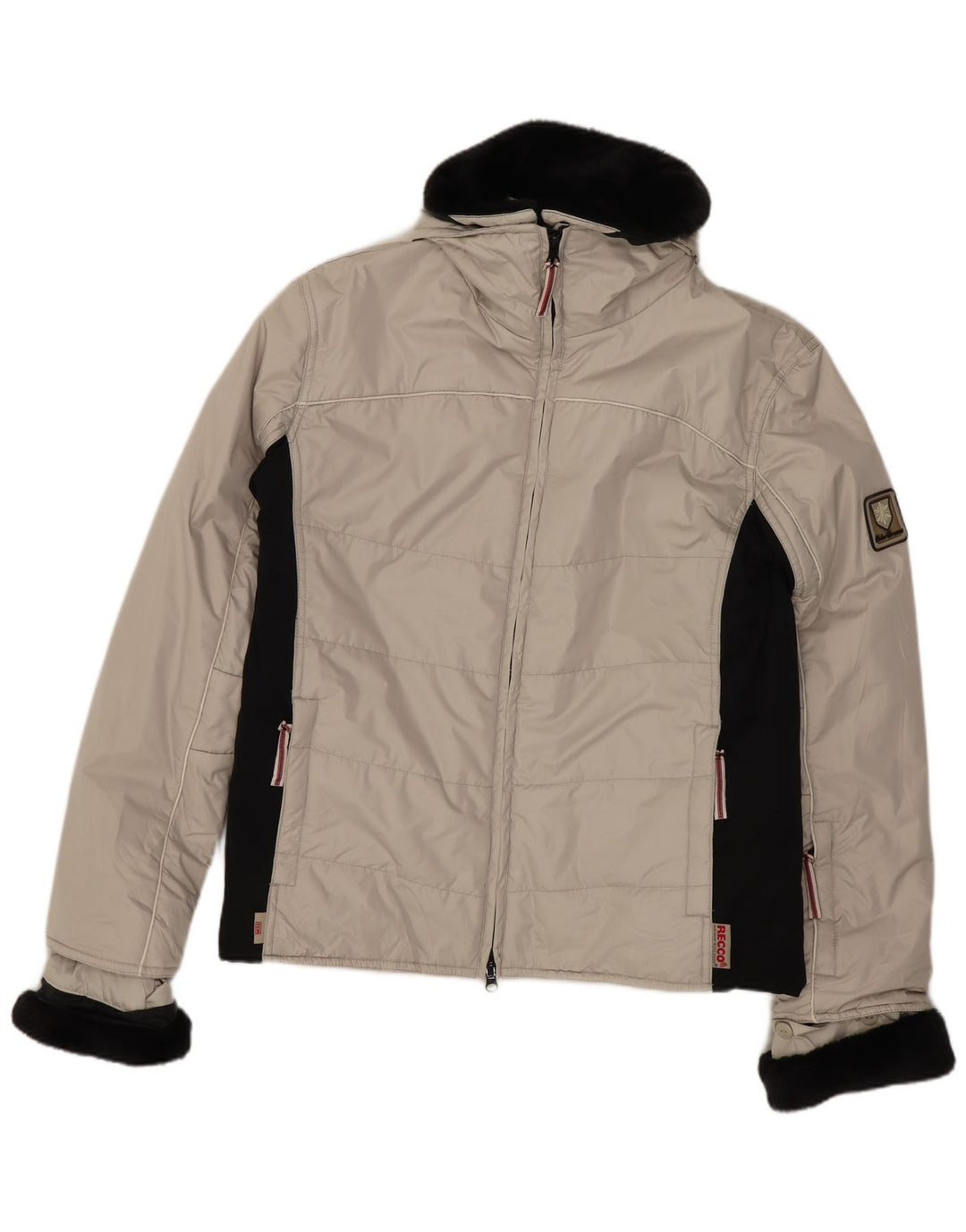 Jaqueta acolchoada superdimensionada feminina TCM Reino Unido 8/10 pequeno bloco colorido bege