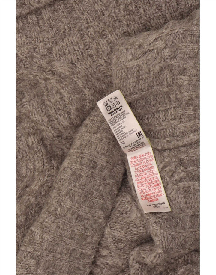 Suéter feminino Marks & Spencer com gola redonda grande Reino Unido 16 grande cinza