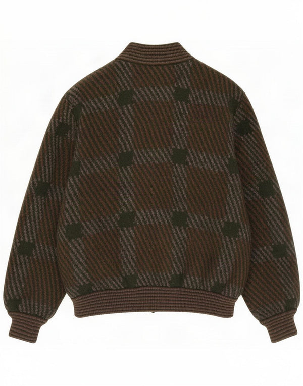 Suéter cardigã masculino vintage listrado cáqui grande