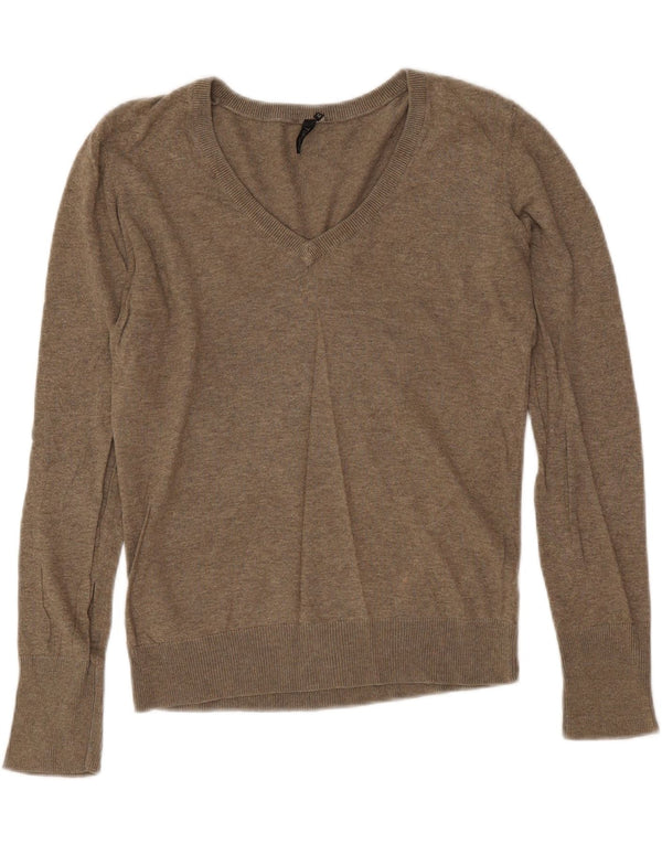 Suéter feminino Topshop com decote em V Reino Unido 12 algodão cinza médio