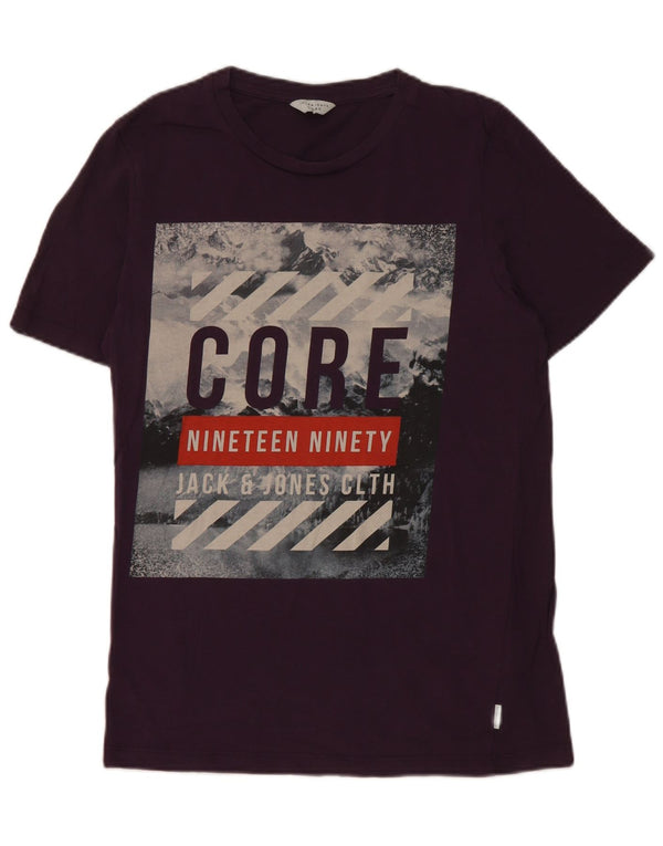 Camiseta gráfica masculina Jack & Jones Top pequeno algodão roxo