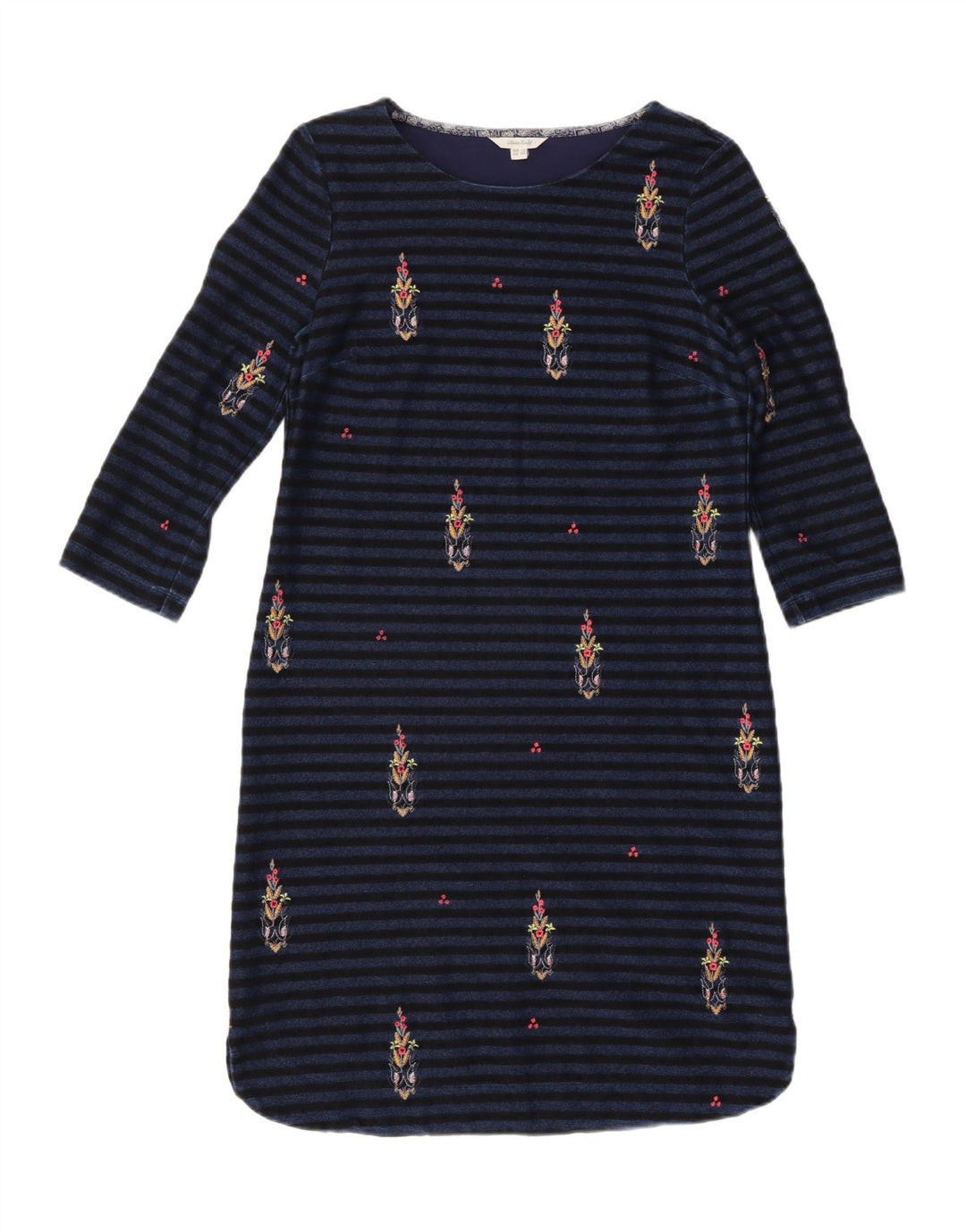 Vestido feminino manga 3/4 White Stuff UK 12 listrado azul marinho médio