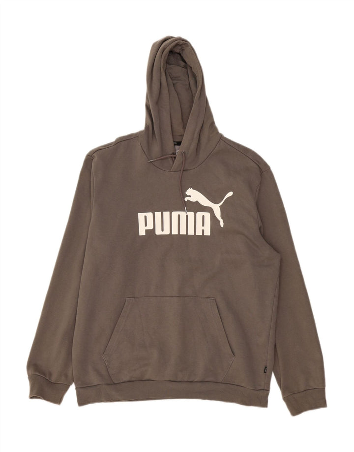 PUMA Mens Graphic Hoodie Jumper Grande Algodão Cinza