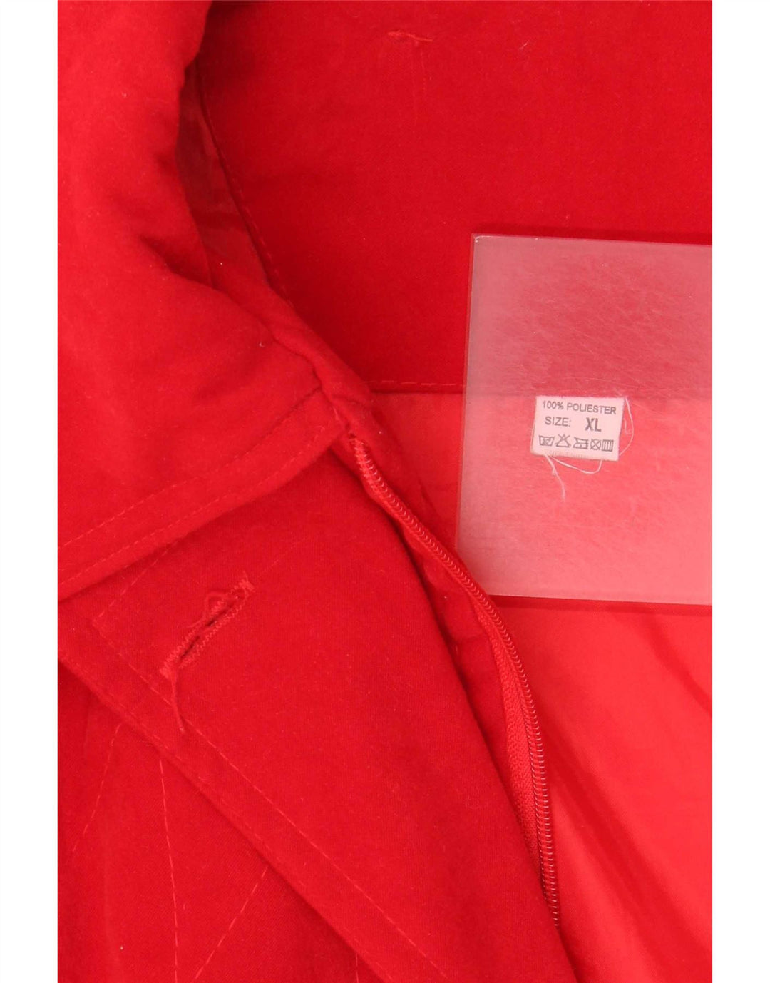 Jaqueta Parka de grandes dimensões com capuz feminino vintage Reino Unido 18 XL poliéster vermelho
