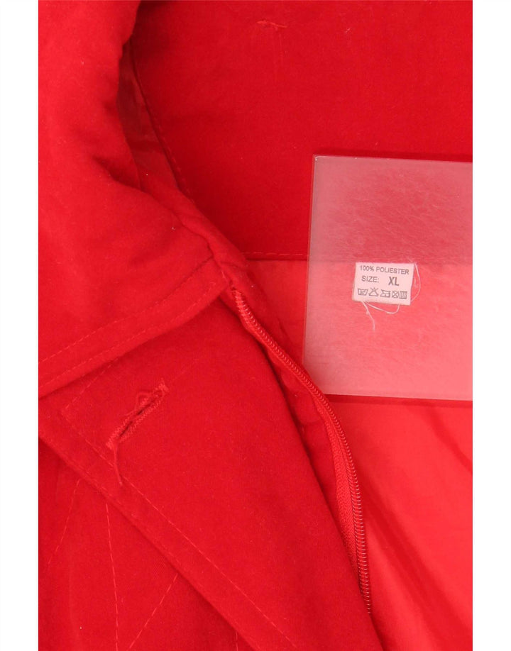 Jaqueta Parka de grandes dimensões com capuz feminino vintage Reino Unido 18 XL poliéster vermelho