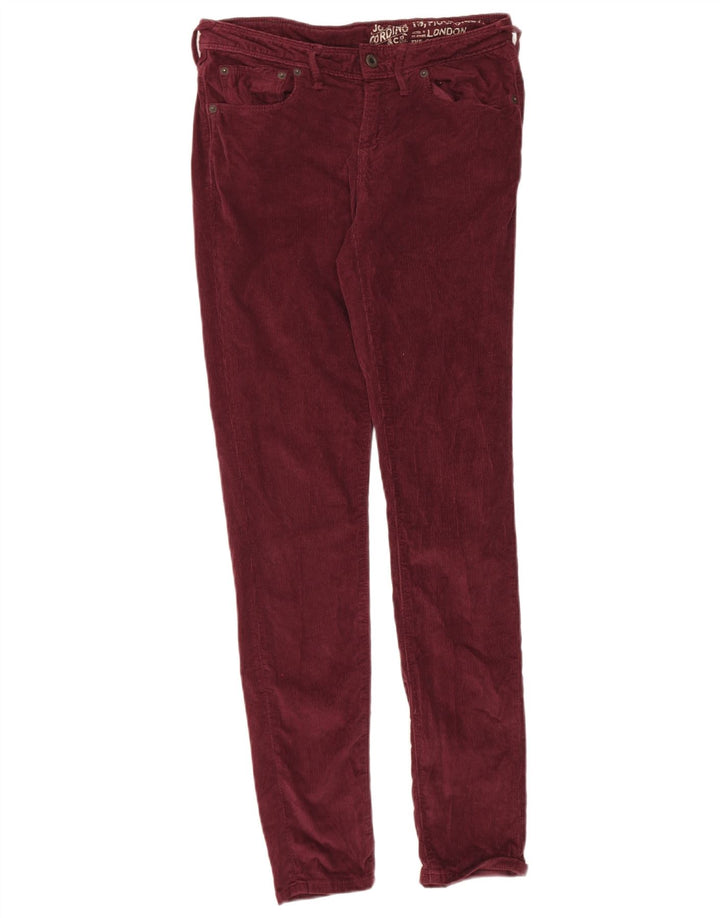 Calça feminina JACK WILLS de veludo cotelê W30 L32 algodão borgonha