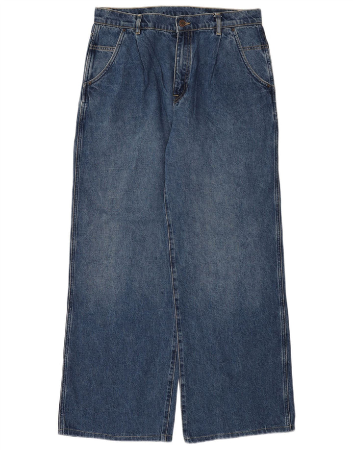 Jeans feminino Massimo Dutti com perna larga EU 40 médio W30 L30 azul algodão