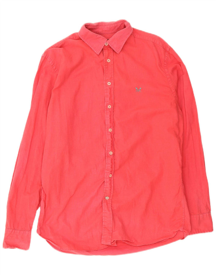 Camisa masculina Crew Clothing linho rosa médio