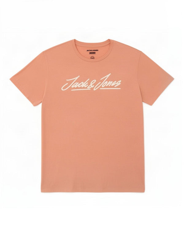 Camiseta gráfica masculina Jack & Jones Top médio algodão rosa