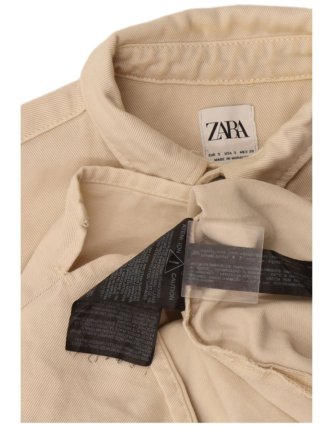 Camisa jeans masculina Zara pequena algodão bege