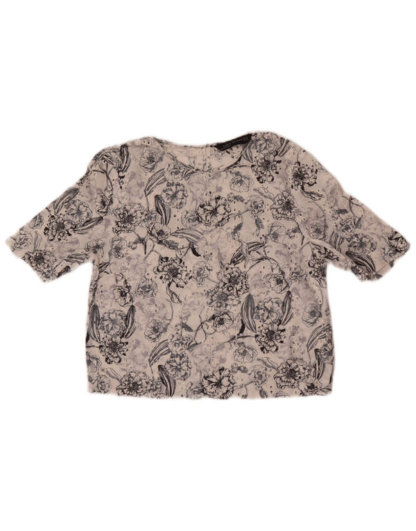 Blusa cropped feminina Zara UK 6 XS branco floral